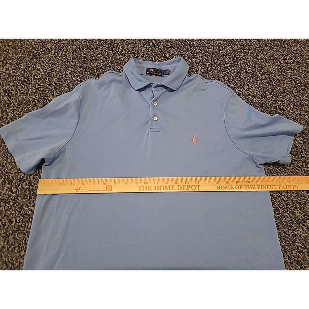 Ralph Lauren Polo Shirt Mens XL Blue Solid Soft Cotton Short Sleeve - Picture 5 of 7
